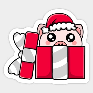 Cute Pig in Christmas Gift Sticker